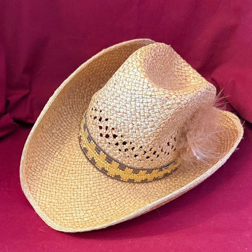 Rockmount Ranch Wear Straw Cowboy Hat with Feather Accent